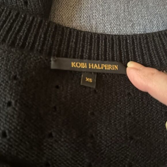 NWOT Kobi Halperin Raye Embellished Pointelle Black Sweater. Size XS. - Picture 9 of 10